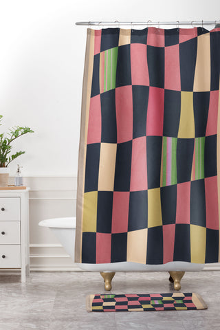 Gaite Geometric Abstraction 241 Shower Curtain And Mat