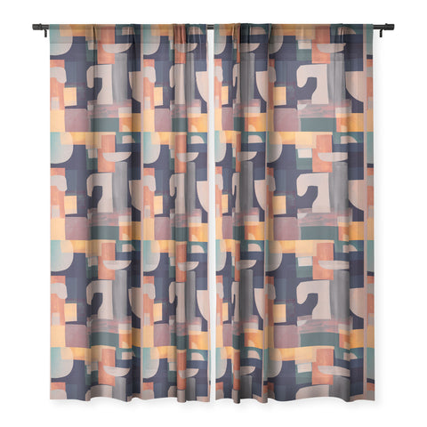 Gaite Geometric Collage 4 Sheer Window Curtain