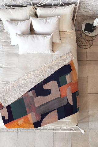 Gaite Geometric Collage 4 Fleece Throw Blanket