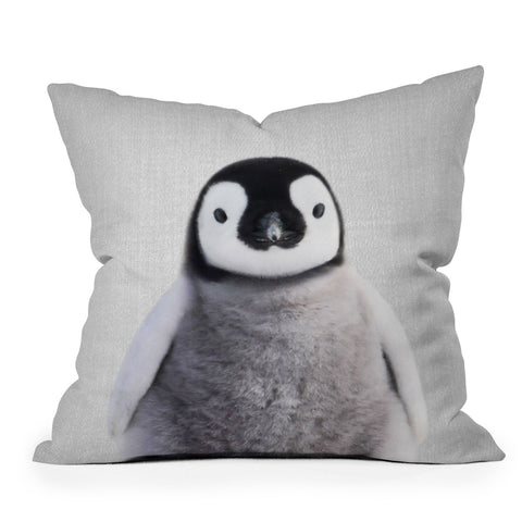 Gal Design Baby Penguin Colorful Outdoor Throw Pillow
