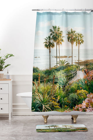 Gal Design Beachside Bloom Shower Curtain And Mat