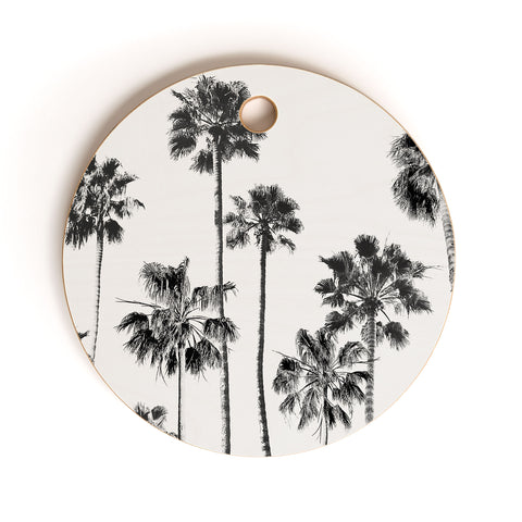 Gal Design Black And White Palms Cutting Board Round