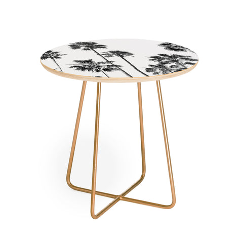 Gal Design Black And White Palms Round Side Table