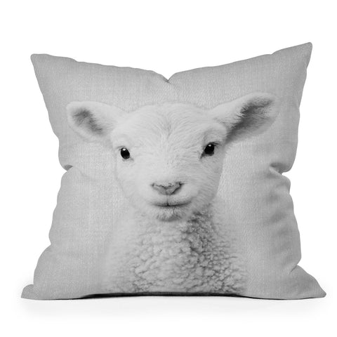 Gal Design Lamb Black White Outdoor Throw Pillow