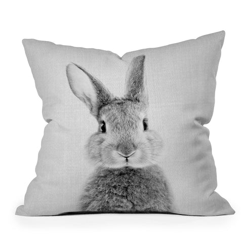 Gal Design Rabbit Black White Outdoor Throw Pillow