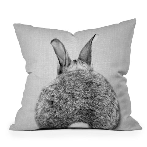 Gal Design Rabbit Tail Black White Outdoor Throw Pillow