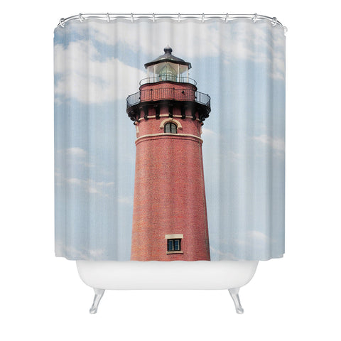 Gal Design Red Lighthouse Shower Curtain