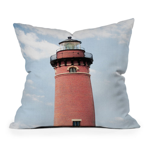 Gal Design Red Lighthouse Outdoor Throw Pillow