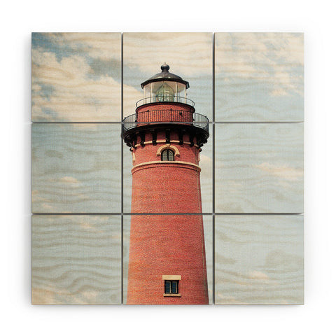 Gal Design Red Lighthouse Wood Wall Mural
