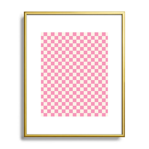 Galaxy Eyes Checked Bubblegum Metal Framed Art Print