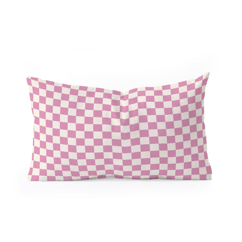 Galaxy Eyes Checked Bubblegum Oblong Throw Pillow