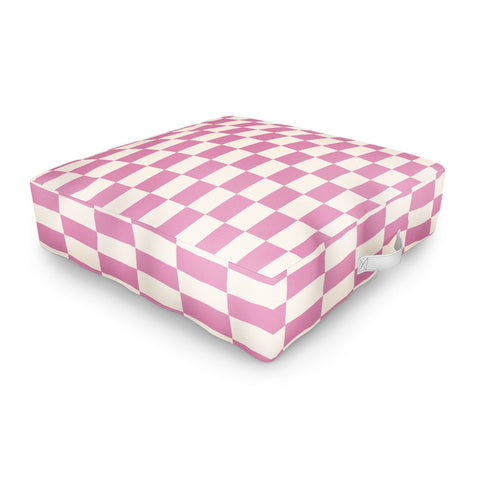Galaxy Eyes Checked Bubblegum Outdoor Floor Cushion