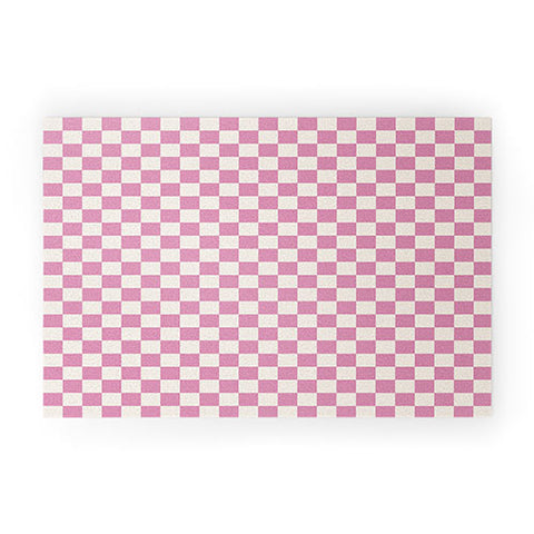 Galaxy Eyes Checked Bubblegum Welcome Mat