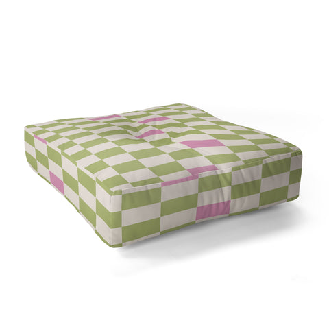 Galaxy Eyes Checked Strawberries And Mint Floor Pillow Square
