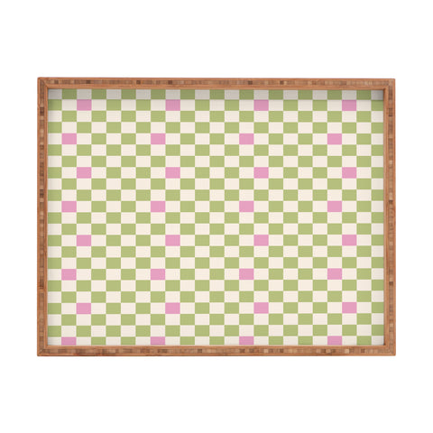 Galaxy Eyes Checked Strawberries And Mint Rectangular Tray