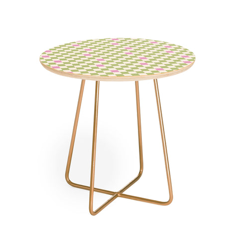 Galaxy Eyes Checked Strawberries And Mint Round Side Table
