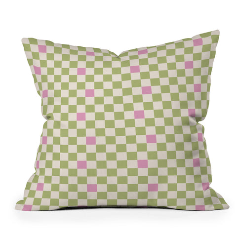 Galaxy Eyes Checked Strawberries And Mint Throw Pillow