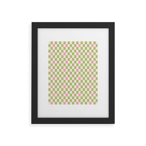 Galaxy Eyes Checked Strawberries And Mint Framed Art Print