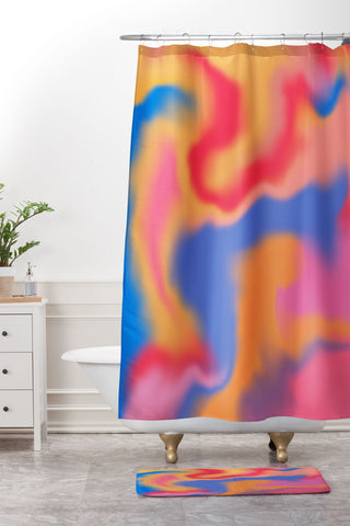 Galaxy Eyes Cloud Color Rainbow Shower Curtain And Mat