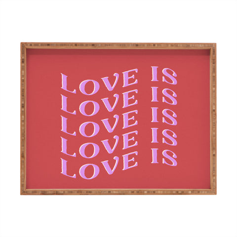 Galaxy Eyes Love Is Love Red Rectangular Tray
