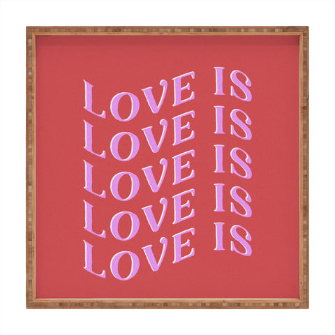 Galaxy Eyes Love Is Love Red Square Tray