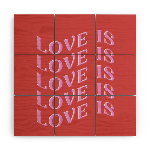Galaxy Eyes Love Is Love Red Wood Wall Mural