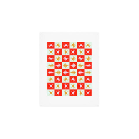 Galaxy Eyes Star Check Festive Art Print