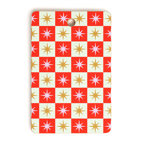 Galaxy Eyes Star Check Festive Cutting Board Rectangle