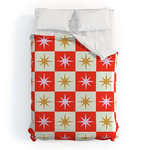 Galaxy Eyes Star Check Festive Duvet Cover