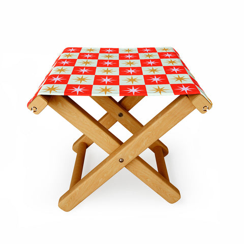 Galaxy Eyes Star Check Festive Folding Stool
