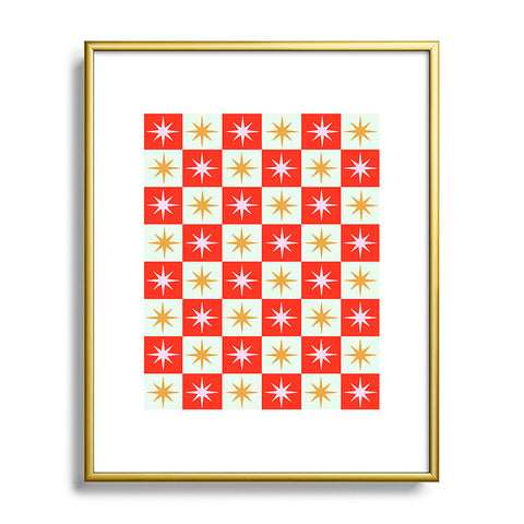 Galaxy Eyes Star Check Festive Metal Framed Art Print