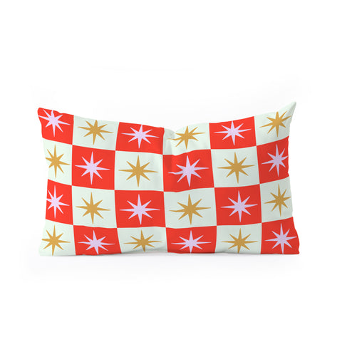 Galaxy Eyes Star Check Festive Oblong Throw Pillow