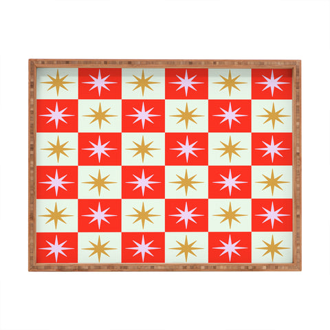 Galaxy Eyes Star Check Festive Rectangular Tray