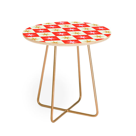 Galaxy Eyes Star Check Festive Round Side Table