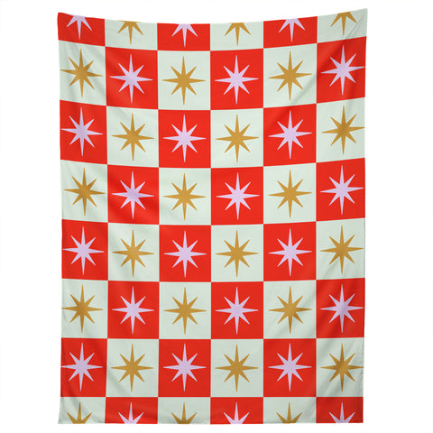 Galaxy Eyes Star Check Festive Tapestry