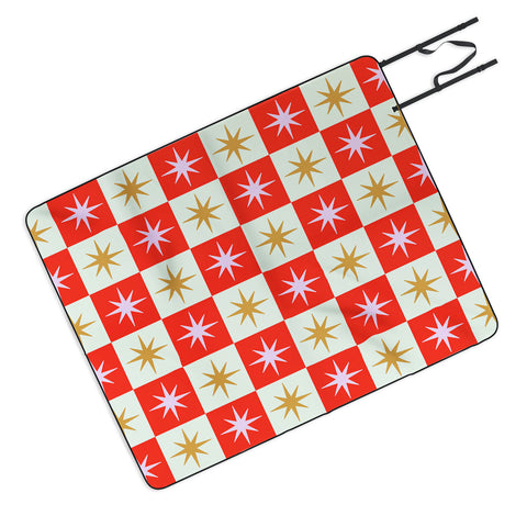 Galaxy Eyes Star Check Festive Picnic Blanket