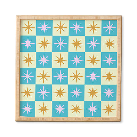 Galaxy Eyes Star Check Rainbow Framed Wall Art