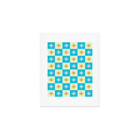 Galaxy Eyes Star Check Rainbow Art Print