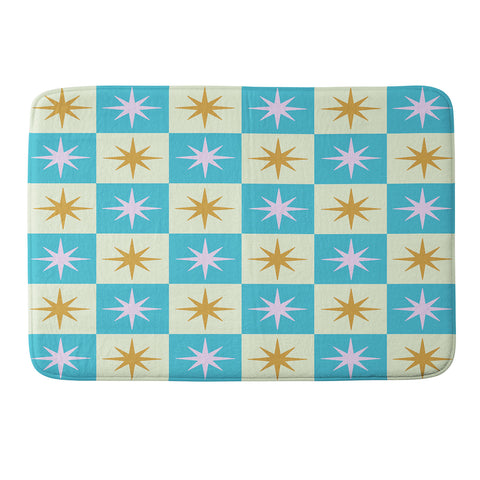Galaxy Eyes Star Check Rainbow Memory Foam Bath Mat