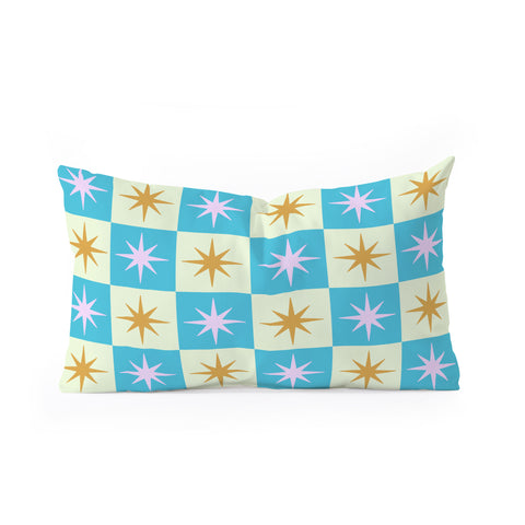 Galaxy Eyes Star Check Rainbow Oblong Throw Pillow