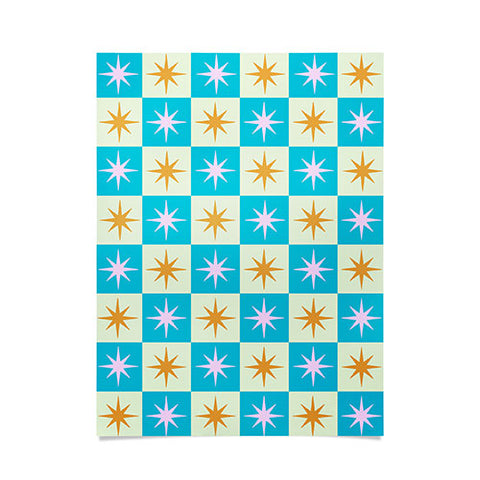 Galaxy Eyes Star Check Rainbow Poster