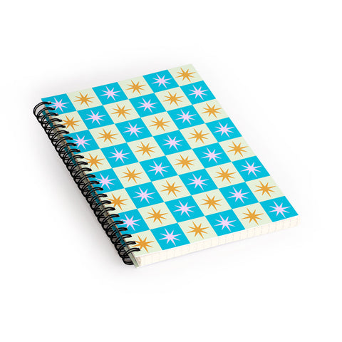 Galaxy Eyes Star Check Rainbow Spiral Notebook