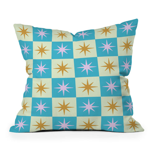 Galaxy Eyes Star Check Rainbow Throw Pillow