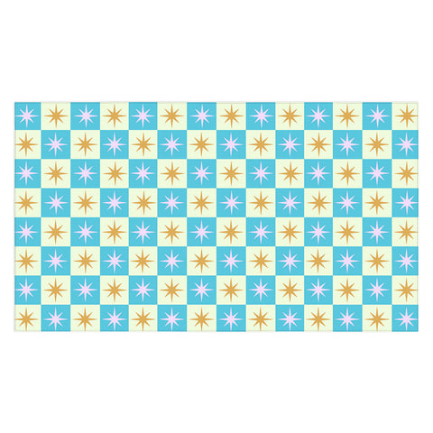 Galaxy Eyes Star Check Rainbow Tablecloth