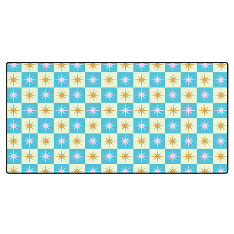 Galaxy Eyes Star Check Rainbow Desk Mat