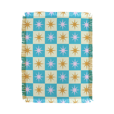 Galaxy Eyes Star Check Rainbow Throw Blanket
