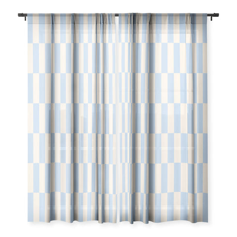 Galaxy Eyes Strippy Baby Blue Sheer Window Curtain