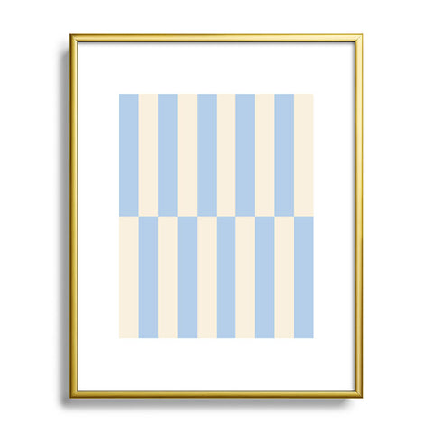 Galaxy Eyes Strippy Baby Blue Metal Framed Art Print