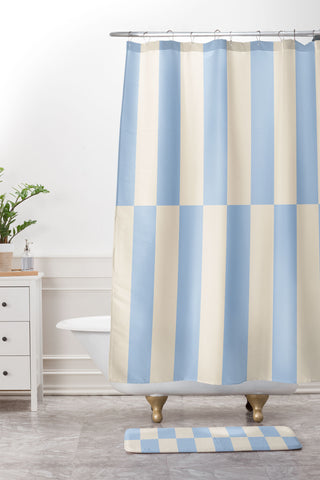 Galaxy Eyes Strippy Baby Blue Shower Curtain And Mat