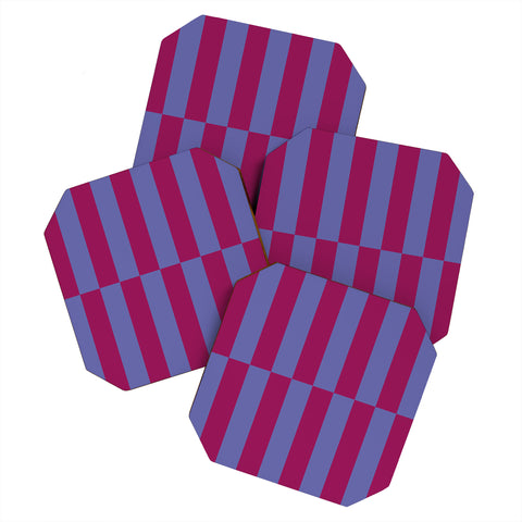 Galaxy Eyes Strippy Dark Orchid and Peri Coaster Set